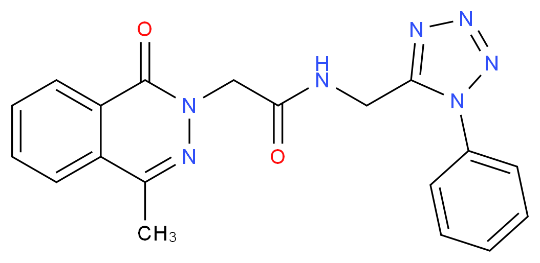 2-(4-methyl-1-oxo-2(1H)-phthalazinyl)-N-[(1-phenyl-1H-tetrazol-5-yl)methyl]acetamide_分子结构_CAS_)