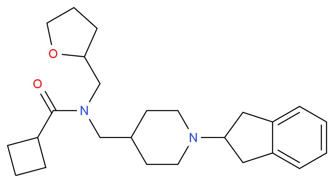 N-{[1-(2,3-dihydro-1H-inden-2-yl)piperidin-4-yl]methyl}-N-(tetrahydrofuran-2-ylmethyl)cyclobutanecarboxamide_分子结构_CAS_)