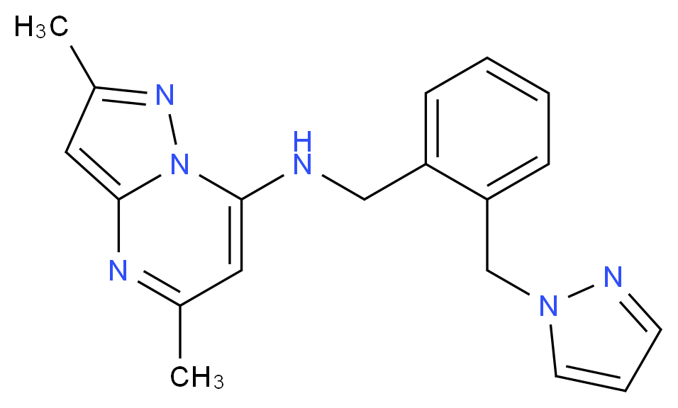 2,5-dimethyl-N-[2-(1H-pyrazol-1-ylmethyl)benzyl]pyrazolo[1,5-a]pyrimidin-7-amine_分子结构_CAS_)