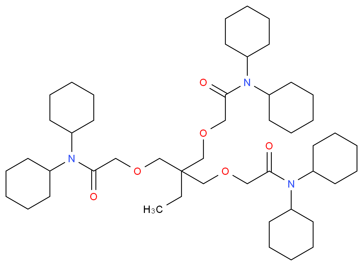 N,N-dicyclohexyl-2-(2,2-di{[(dicyclohexylcarbamoyl)methoxy]methyl}butoxy)acetamide_分子结构_CAS_133338-85-9