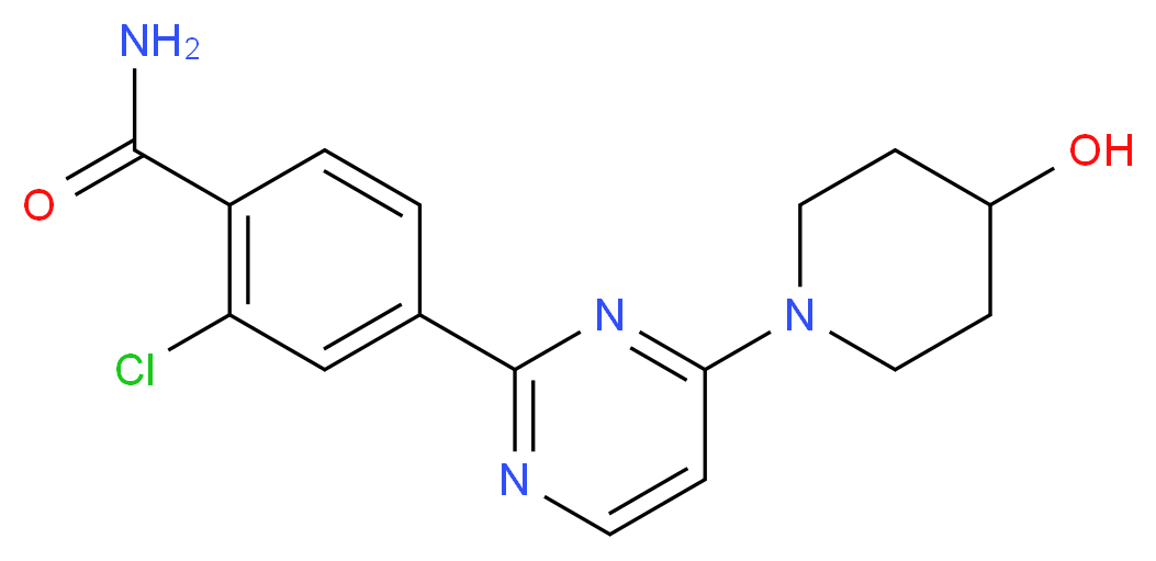 2-chloro-4-[4-(4-hydroxypiperidin-1-yl)pyrimidin-2-yl]benzamide_分子结构_CAS_)