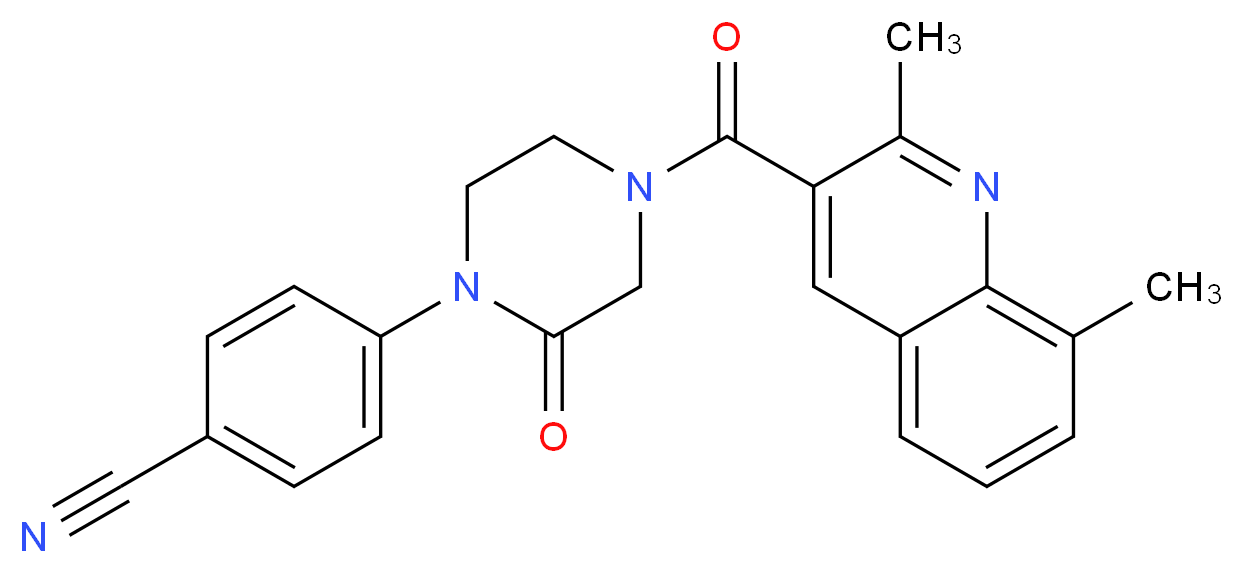 4-{4-[(2,8-dimethyl-3-quinolinyl)carbonyl]-2-oxo-1-piperazinyl}benzonitrile_分子结构_CAS_)