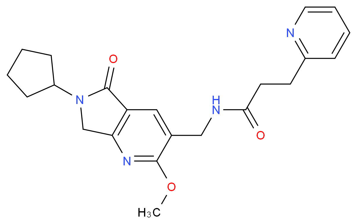 N-[(6-cyclopentyl-2-methoxy-5-oxo-6,7-dihydro-5H-pyrrolo[3,4-b]pyridin-3-yl)methyl]-3-pyridin-2-ylpropanamide_分子结构_CAS_)