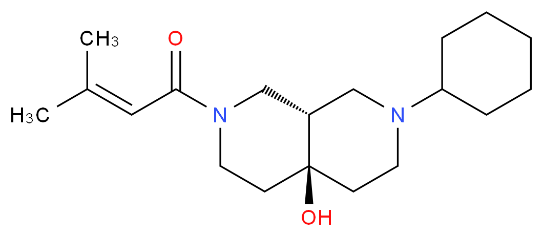 (4aS*,8aS*)-2-cyclohexyl-7-(3-methylbut-2-enoyl)octahydro-2,7-naphthyridin-4a(2H)-ol_分子结构_CAS_)