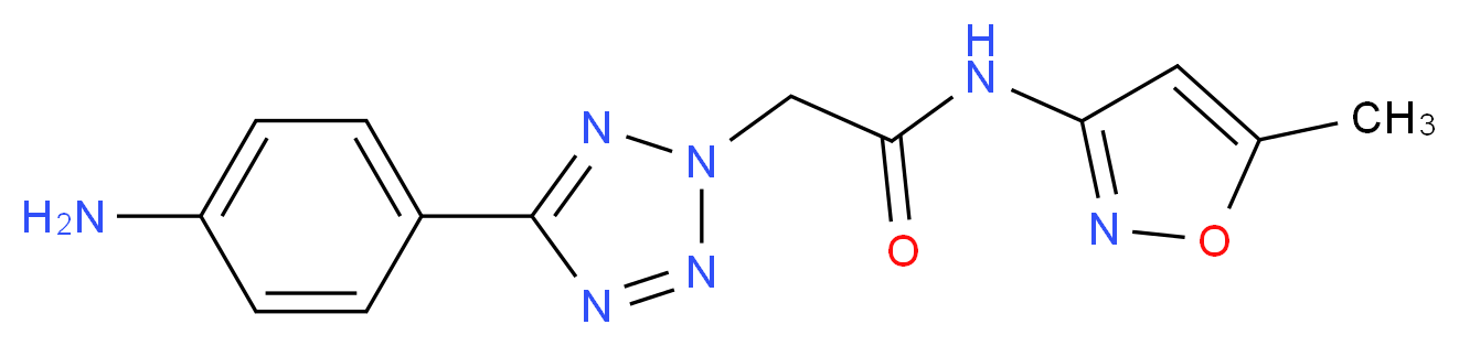 2-[5-(4-aminophenyl)-2H-1,2,3,4-tetrazol-2-yl]-N-(5-methyl-1,2-oxazol-3-yl)acetamide_分子结构_CAS_436092-90-9