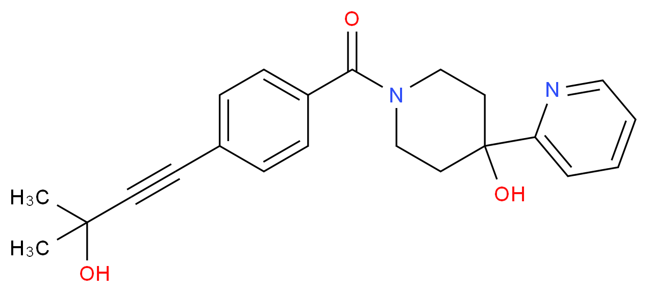 1-[4-(3-hydroxy-3-methylbut-1-yn-1-yl)benzoyl]-4-pyridin-2-ylpiperidin-4-ol_分子结构_CAS_)