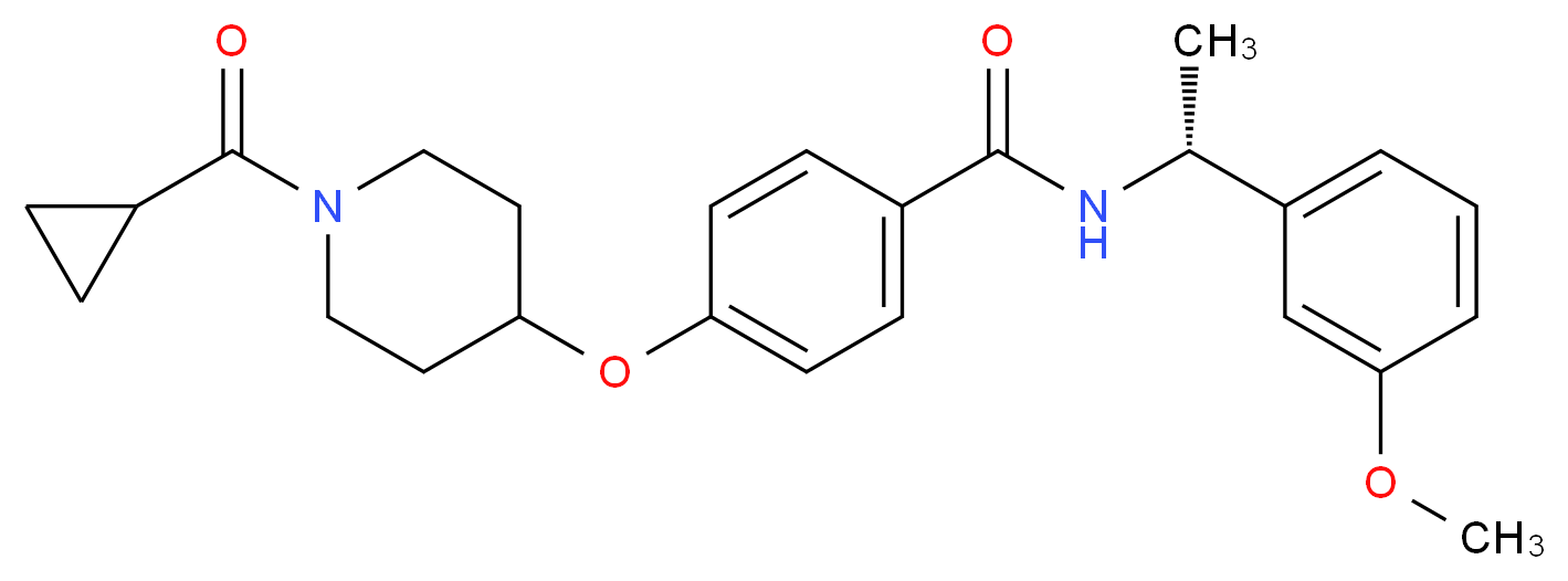 4-{[1-(cyclopropylcarbonyl)-4-piperidinyl]oxy}-N-[(1R)-1-(3-methoxyphenyl)ethyl]benzamide_分子结构_CAS_)