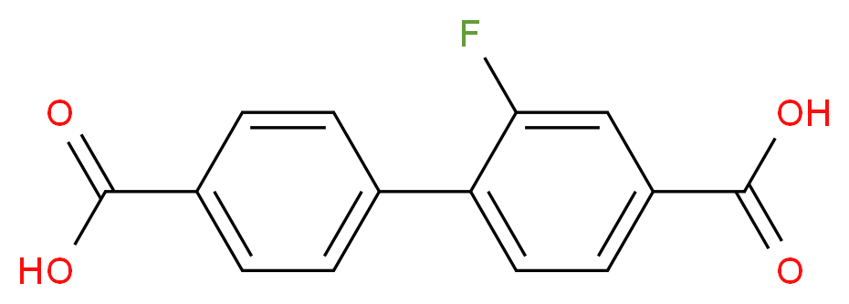 2-Fluoro-[1,1'-biphenyl]-4,4'-dicarboxylic acid_分子结构_CAS_1261943-47-8)