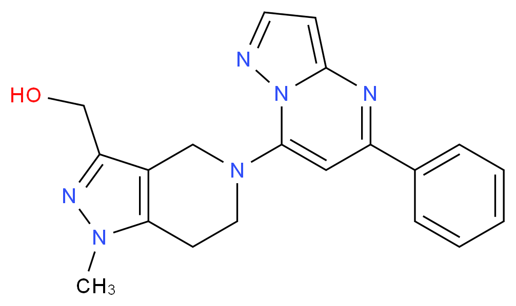 [1-methyl-5-(5-phenylpyrazolo[1,5-a]pyrimidin-7-yl)-4,5,6,7-tetrahydro-1H-pyrazolo[4,3-c]pyridin-3-yl]methanol_分子结构_CAS_)