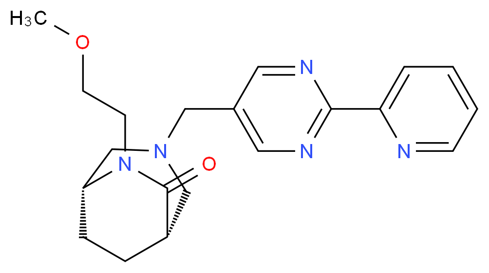 (1S*,5R*)-6-(2-methoxyethyl)-3-{[2-(2-pyridinyl)-5-pyrimidinyl]methyl}-3,6-diazabicyclo[3.2.2]nonan-7-one_分子结构_CAS_)