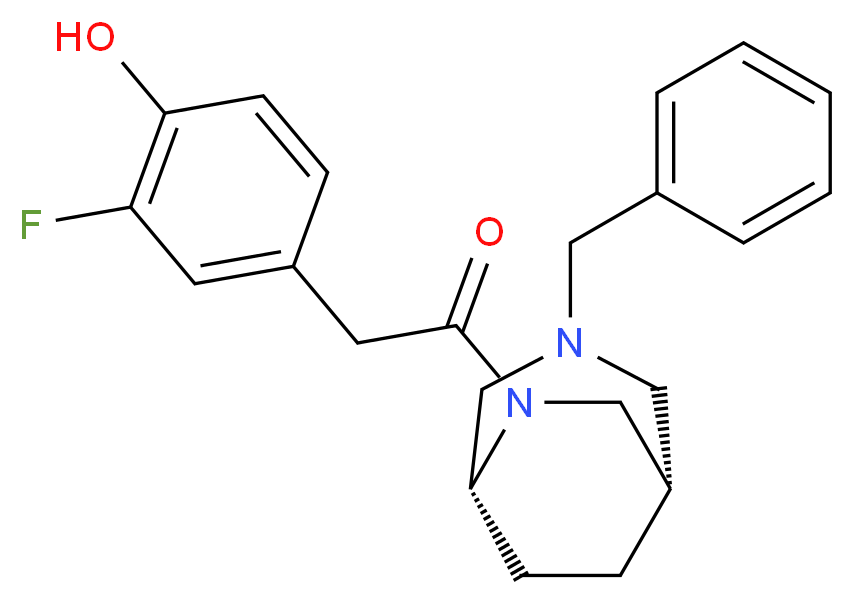 4-{2-[(1S*,5R*)-3-benzyl-3,6-diazabicyclo[3.2.2]non-6-yl]-2-oxoethyl}-2-fluorophenol_分子结构_CAS_)