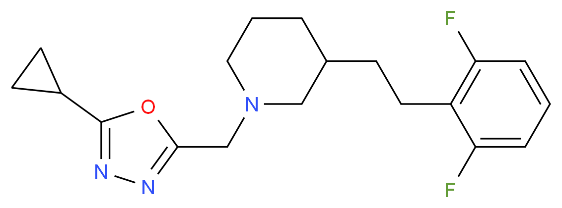 1-[(5-cyclopropyl-1,3,4-oxadiazol-2-yl)methyl]-3-[2-(2,6-difluorophenyl)ethyl]piperidine_分子结构_CAS_)