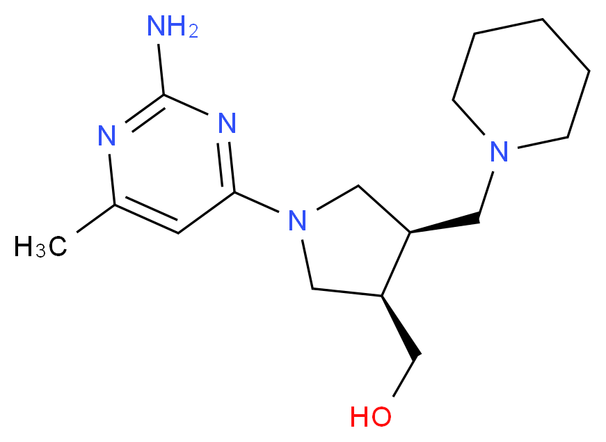 [(3R*,4R*)-1-(2-amino-6-methylpyrimidin-4-yl)-4-(piperidin-1-ylmethyl)pyrrolidin-3-yl]methanol_分子结构_CAS_)