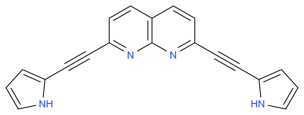2,7-bis[2-(1H-pyrrol-2-yl)ethynyl]-1,8-naphthyridine_分子结构_CAS_467435-64-9