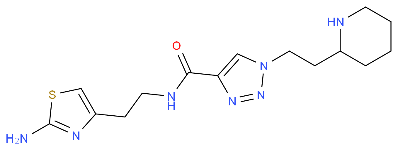 N-[2-(2-amino-1,3-thiazol-4-yl)ethyl]-1-(2-piperidin-2-ylethyl)-1H-1,2,3-triazole-4-carboxamide_分子结构_CAS_)