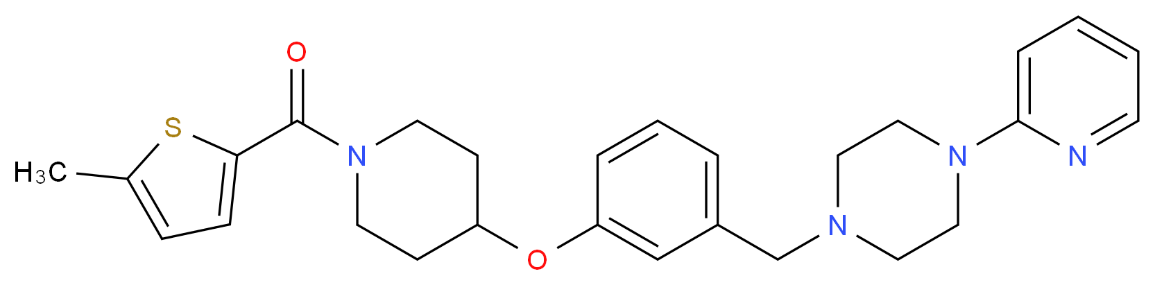 1-[3-({1-[(5-methyl-2-thienyl)carbonyl]-4-piperidinyl}oxy)benzyl]-4-(2-pyridinyl)piperazine_分子结构_CAS_)
