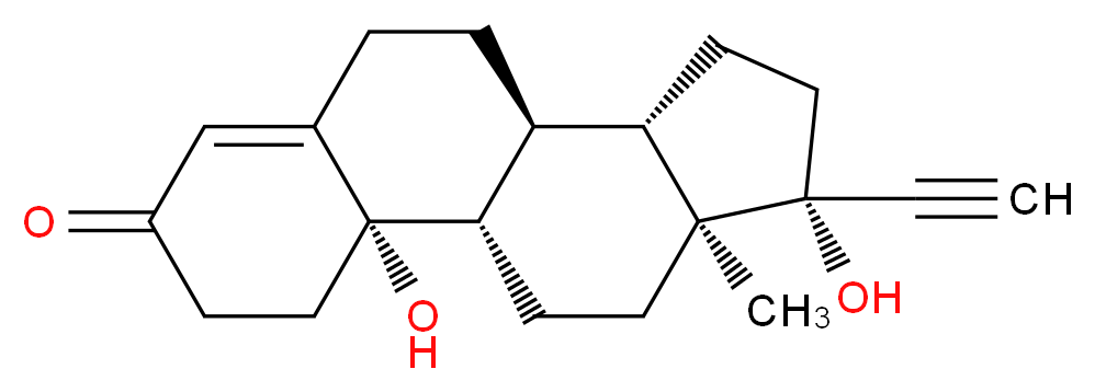 (1S,2S,10S,11S,14R,15S)-14-ethynyl-2,14-dihydroxy-15-methyltetracyclo[8.7.0.0<sup>2</sup>,<sup>7</sup>.0<sup>1</sup><sup>1</sup>,<sup>1</sup><sup>5</sup>]heptadec-6-en-5-one_分子结构_CAS_1236-00-6