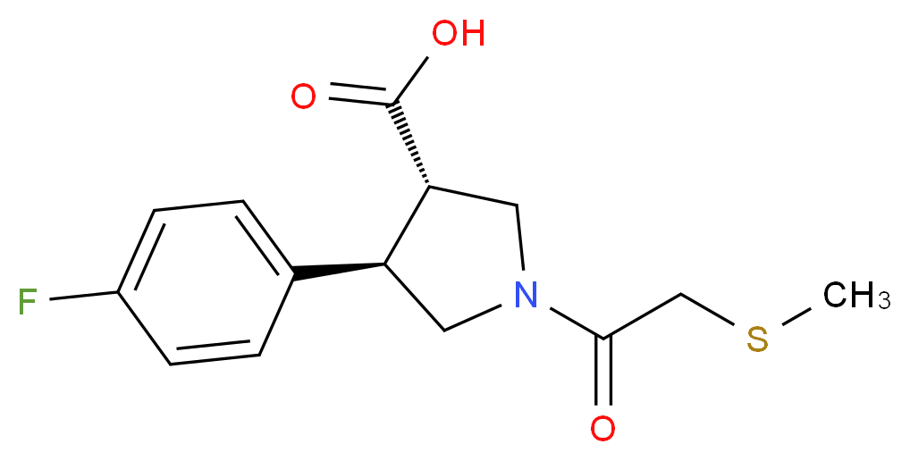(3S*,4R*)-4-(4-fluorophenyl)-1-[(methylthio)acetyl]-3-pyrrolidinecarboxylic acid_分子结构_CAS_)
