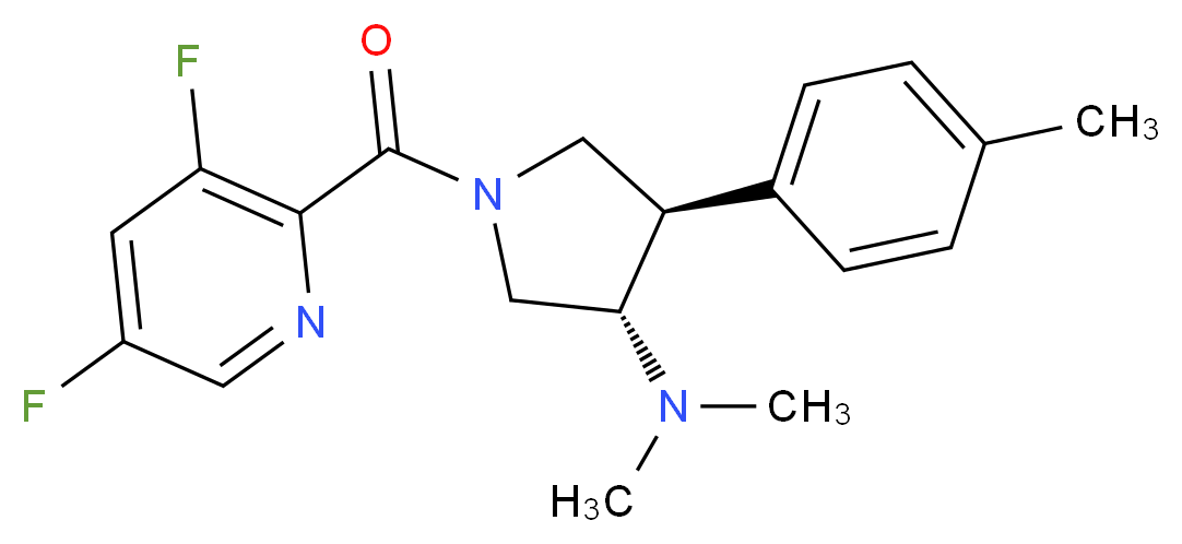 (3S*,4R*)-1-[(3,5-difluoropyridin-2-yl)carbonyl]-N,N-dimethyl-4-(4-methylphenyl)pyrrolidin-3-amine_分子结构_CAS_)