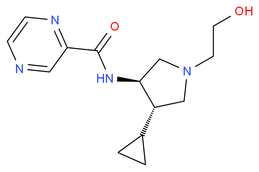 N-[(3R*,4S*)-4-cyclopropyl-1-(2-hydroxyethyl)-3-pyrrolidinyl]-2-pyrazinecarboxamide_分子结构_CAS_)