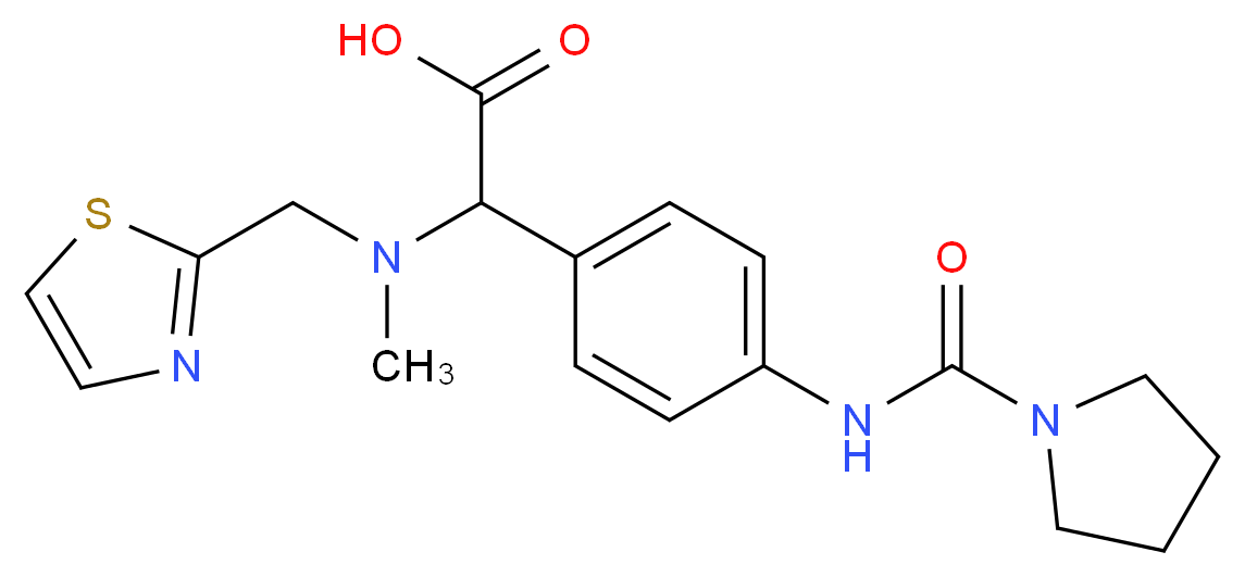 [methyl(1,3-thiazol-2-ylmethyl)amino]{4-[(pyrrolidin-1-ylcarbonyl)amino]phenyl}acetic acid_分子结构_CAS_)