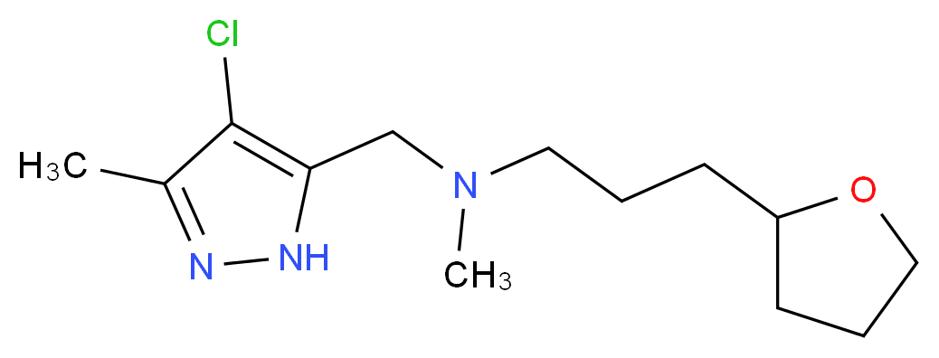 N-[(4-chloro-3-methyl-1H-pyrazol-5-yl)methyl]-N-methyl-3-(tetrahydrofuran-2-yl)propan-1-amine_分子结构_CAS_)