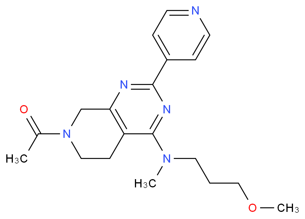 7-acetyl-N-(3-methoxypropyl)-N-methyl-2-pyridin-4-yl-5,6,7,8-tetrahydropyrido[3,4-d]pyrimidin-4-amine_分子结构_CAS_)