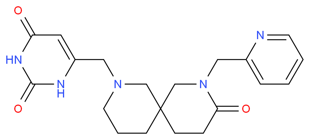 6-{[9-oxo-8-(pyridin-2-ylmethyl)-2,8-diazaspiro[5.5]undec-2-yl]methyl}pyrimidine-2,4(1H,3H)-dione_分子结构_CAS_)