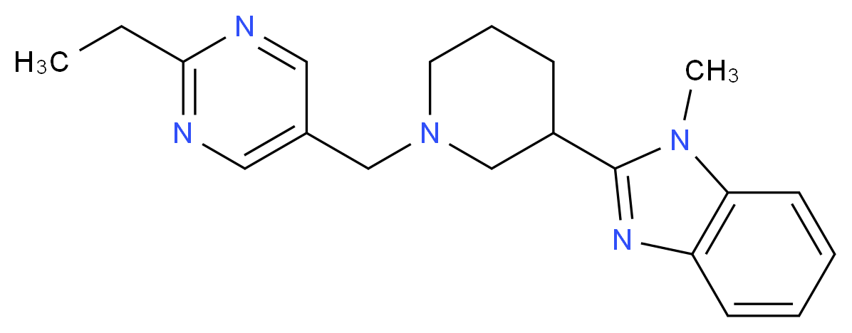 2-{1-[(2-ethylpyrimidin-5-yl)methyl]piperidin-3-yl}-1-methyl-1H-benzimidazole_分子结构_CAS_)