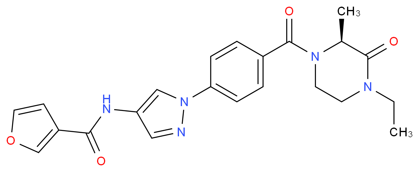 N-[1-(4-{[(2S)-4-ethyl-2-methyl-3-oxo-1-piperazinyl]carbonyl}phenyl)-1H-pyrazol-4-yl]-3-furamide_分子结构_CAS_)