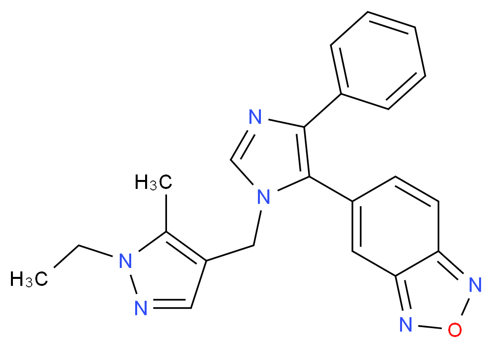 5-{1-[(1-ethyl-5-methyl-1H-pyrazol-4-yl)methyl]-4-phenyl-1H-imidazol-5-yl}-2,1,3-benzoxadiazole_分子结构_CAS_)