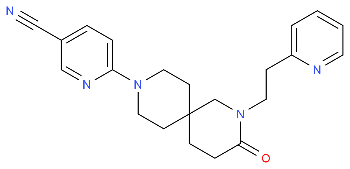 6-[3-oxo-2-(2-pyridin-2-ylethyl)-2,9-diazaspiro[5.5]undec-9-yl]nicotinonitrile_分子结构_CAS_)