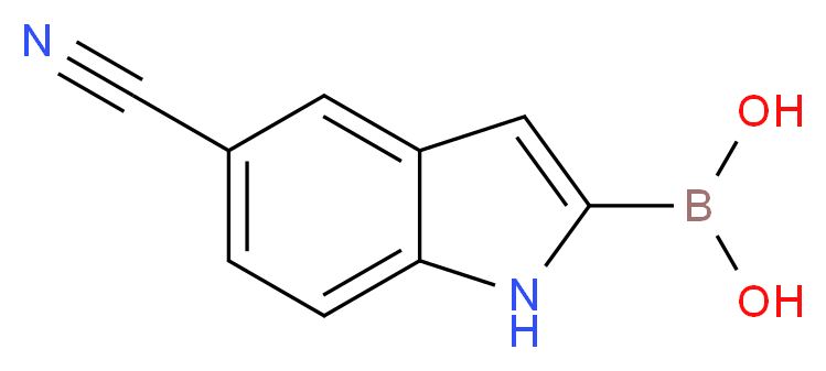 5-CYANO-1H-INDOLE-2-BORONIC ACID_分子结构_CAS_871329-64-5)