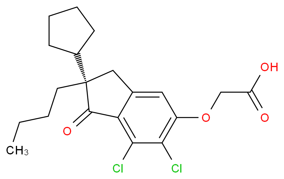 2-{[(2S)-2-butyl-6,7-dichloro-2-cyclopentyl-1-oxo-2,3-dihydro-1H-inden-5-yl]oxy}acetic acid_分子结构_CAS_81166-47-4