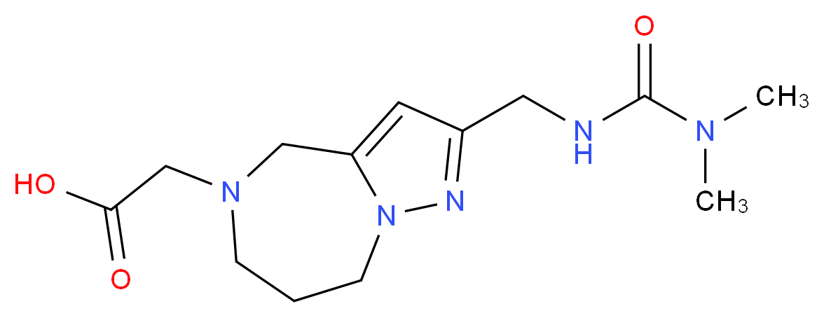 [2-({[(dimethylamino)carbonyl]amino}methyl)-7,8-dihydro-4H-pyrazolo[1,5-a][1,4]diazepin-5(6H)-yl]acetic acid_分子结构_CAS_)