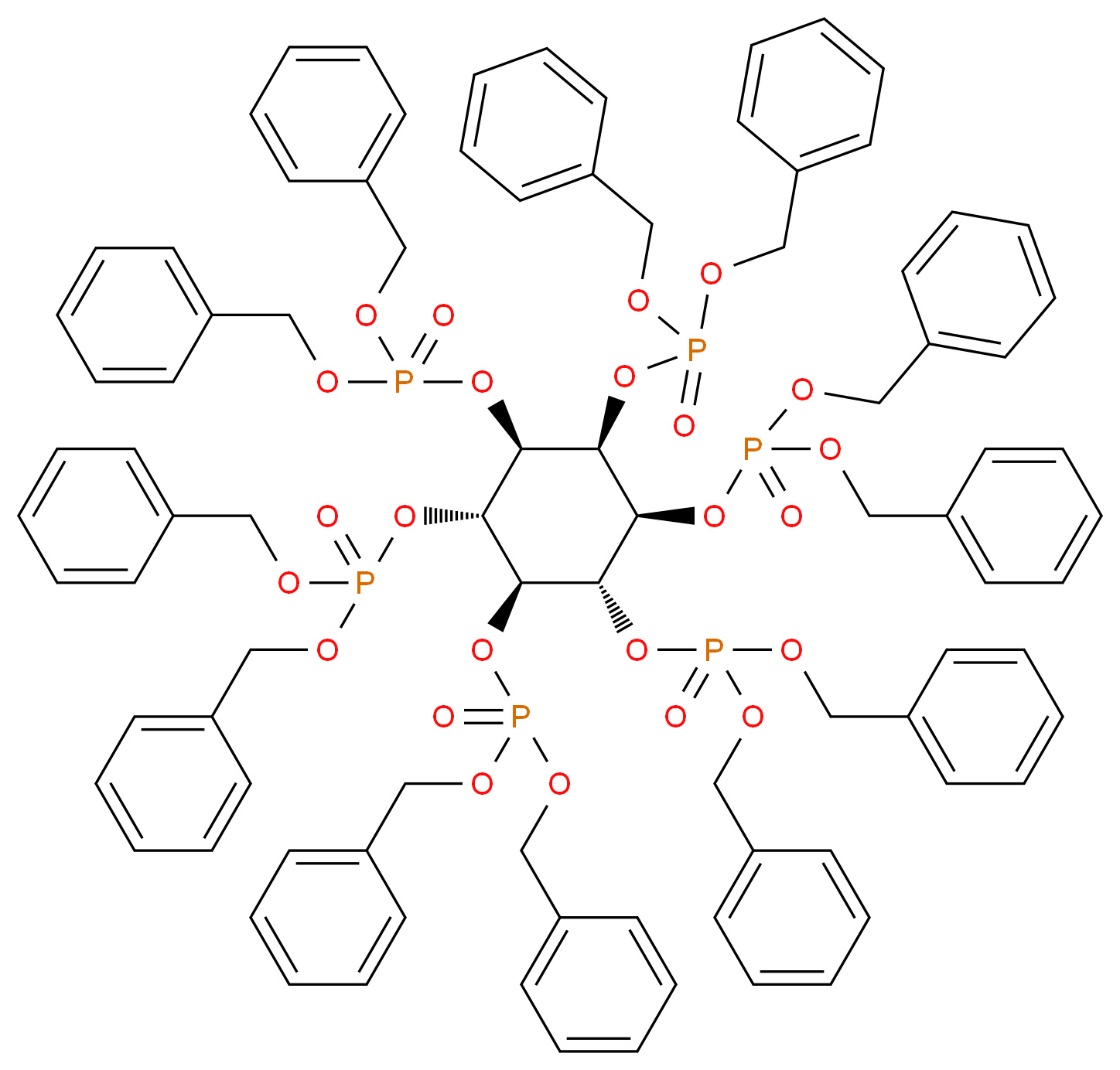 dibenzyl (1s,2R,3R,4S,5S,6S)-2,3,4,5,6-penta{[bis(benzyloxy)phosphoryl]oxy}cyclohexyl phosphate_分子结构_CAS_1287268-40-9