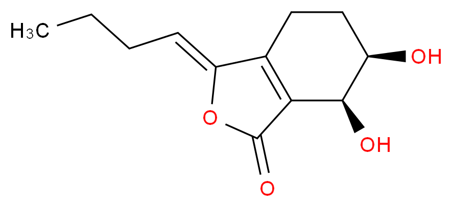 (3Z,6R,7S)-3-butylidene-6,7-dihydroxy-1,3,4,5,6,7-hexahydro-2-benzofuran-1-one_分子结构_CAS_94596-27-7