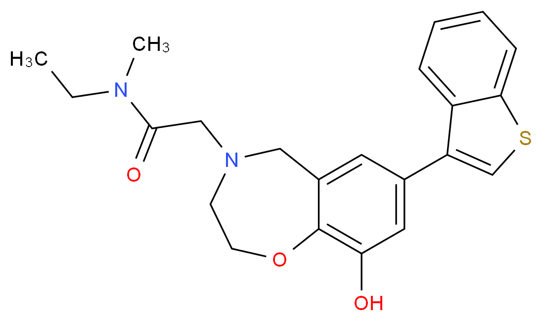 2-[7-(1-benzothien-3-yl)-9-hydroxy-2,3-dihydro-1,4-benzoxazepin-4(5H)-yl]-N-ethyl-N-methylacetamide_分子结构_CAS_)