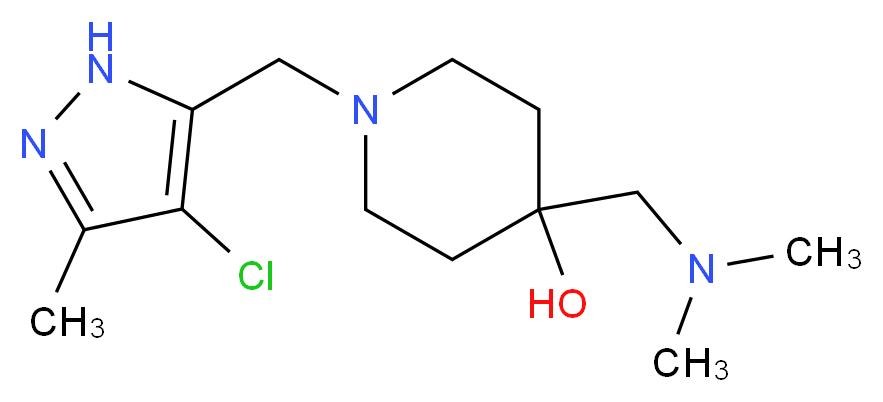 1-[(4-chloro-3-methyl-1H-pyrazol-5-yl)methyl]-4-[(dimethylamino)methyl]piperidin-4-ol_分子结构_CAS_)