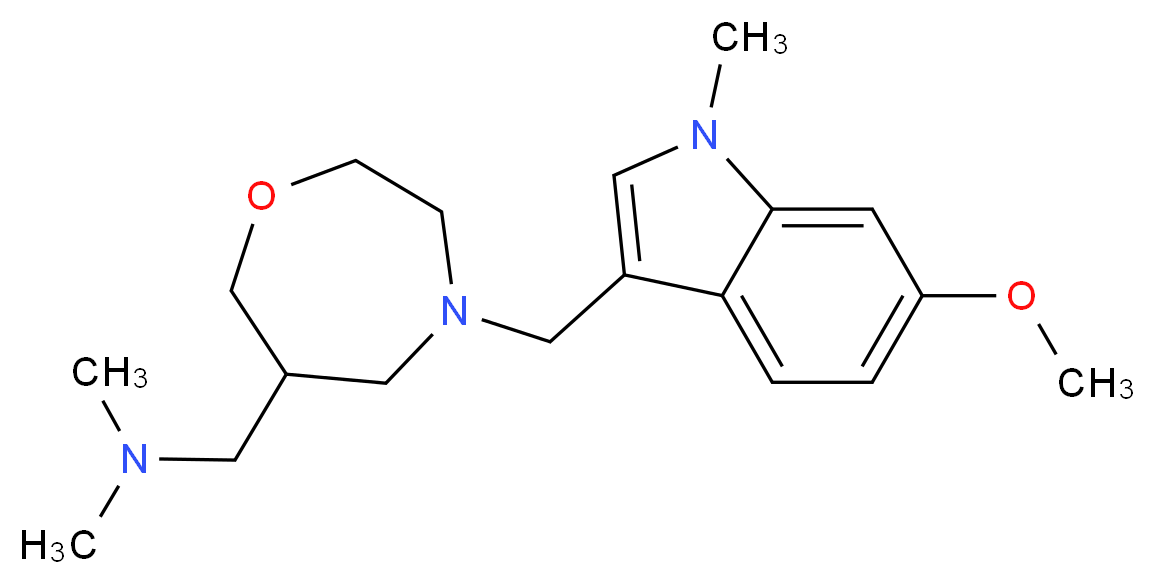 ({4-[(6-methoxy-1-methyl-1H-indol-3-yl)methyl]-1,4-oxazepan-6-yl}methyl)dimethylamine_分子结构_CAS_)