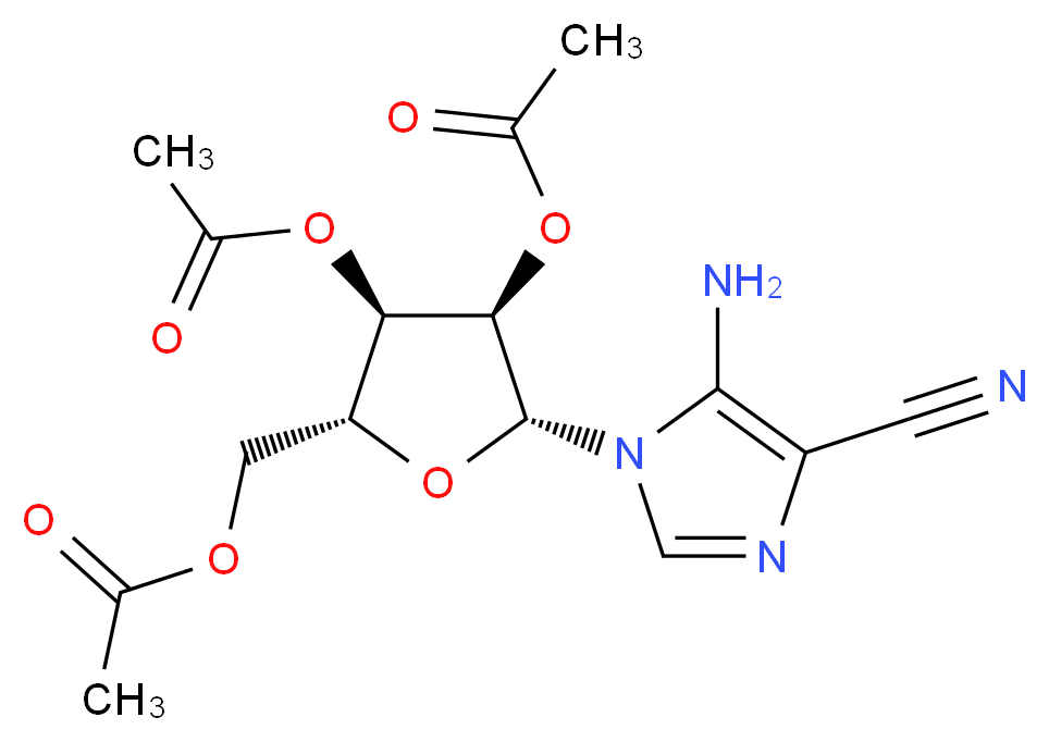 [(2R,3R,4R,5R)-3,4-bis(acetyloxy)-5-(5-amino-4-cyano-1H-imidazol-1-yl)oxolan-2-yl]methyl acetate_分子结构_CAS_23192-63-4