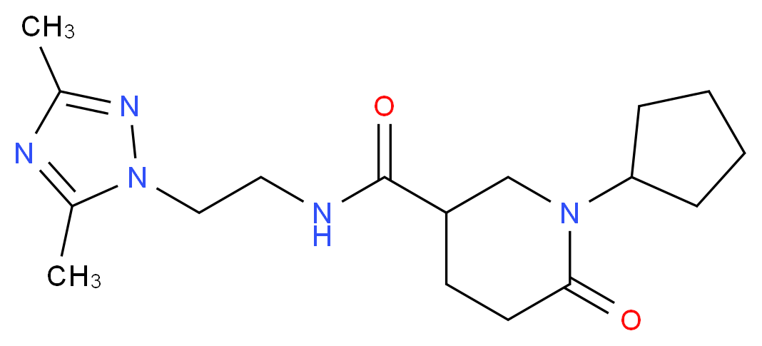 1-cyclopentyl-N-[2-(3,5-dimethyl-1H-1,2,4-triazol-1-yl)ethyl]-6-oxo-3-piperidinecarboxamide_分子结构_CAS_)