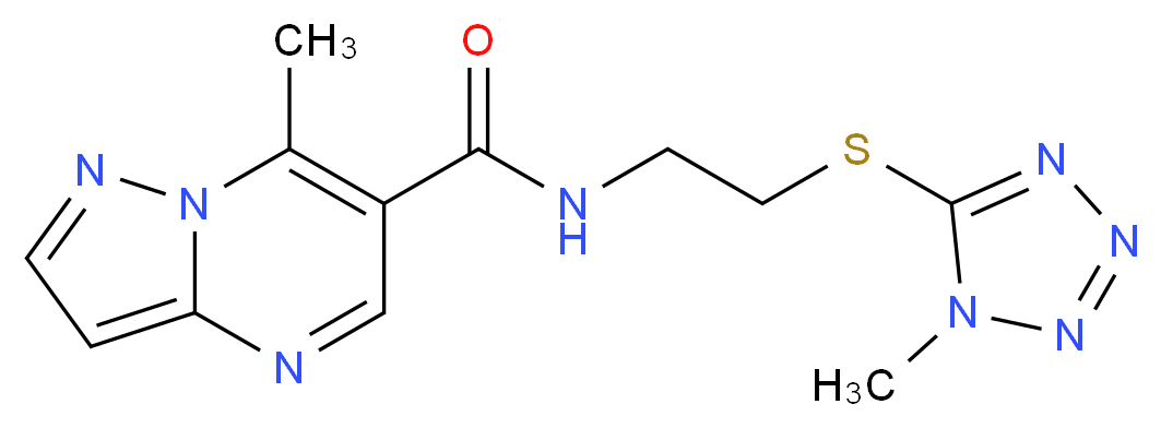 7-methyl-N-{2-[(1-methyl-1H-tetrazol-5-yl)thio]ethyl}pyrazolo[1,5-a]pyrimidine-6-carboxamide_分子结构_CAS_)