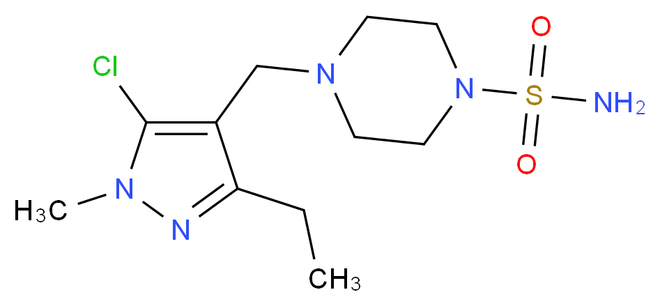 4-[(5-chloro-3-ethyl-1-methyl-1H-pyrazol-4-yl)methyl]piperazine-1-sulfonamide_分子结构_CAS_)
