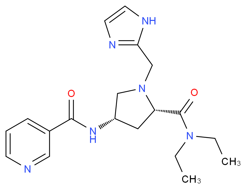 N-[(3S,5S)-5-[(diethylamino)carbonyl]-1-(1H-imidazol-2-ylmethyl)pyrrolidin-3-yl]nicotinamide (non-preferred name)_分子结构_CAS_)