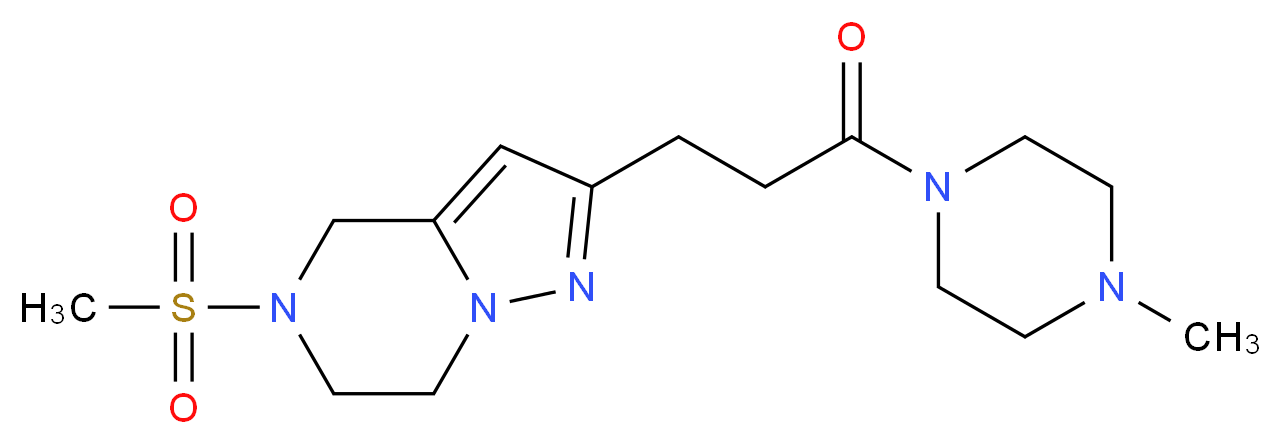 2-[3-(4-methyl-1-piperazinyl)-3-oxopropyl]-5-(methylsulfonyl)-4,5,6,7-tetrahydropyrazolo[1,5-a]pyrazine_分子结构_CAS_)