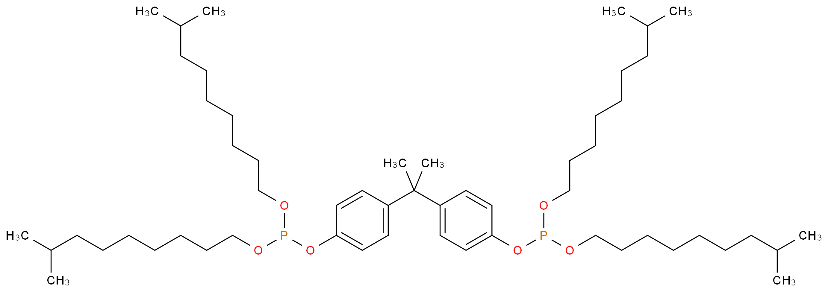 4-{2-[4-({bis[(8-methylnonyl)oxy]phosphanyl}oxy)phenyl]propan-2-yl}phenyl bis(8-methylnonyl) phosphite_分子结构_CAS_592-76-7