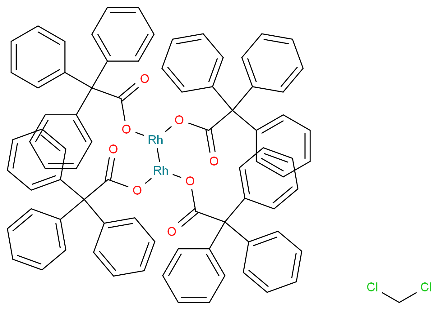 dichloromethane tris[(triphenylacetyl)oxy]dirhodium-1-yl 2,2,2-triphenylacetate_分子结构_CAS_142214-04-8