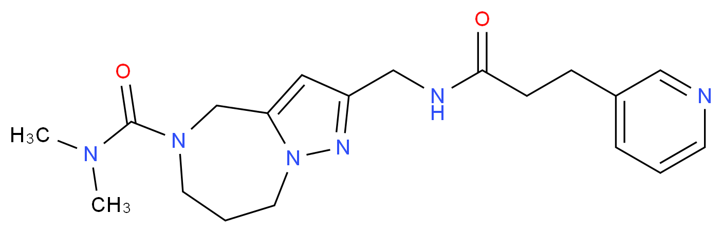 N,N-dimethyl-2-{[(3-pyridin-3-ylpropanoyl)amino]methyl}-7,8-dihydro-4H-pyrazolo[1,5-a][1,4]diazepine-5(6H)-carboxamide_分子结构_CAS_)
