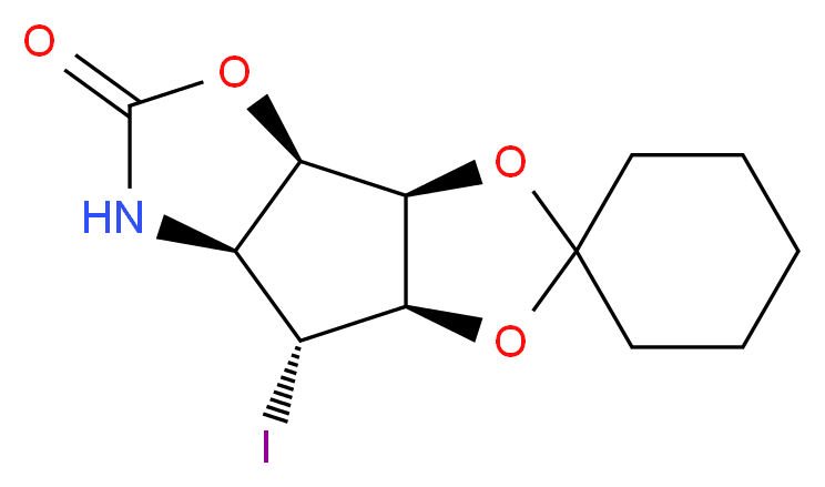 (1R,2R,3R)-(4S)-Amino-1,2,3-trihydroxy-(5R)-iodocyclopentane 3,4-Carbamate 1,2-Cyclohexyl Ketal_分子结构_CAS_)